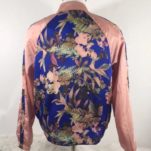 Satin Floral Bomber Jacket Brand: i joah - Picture 6 of 7
